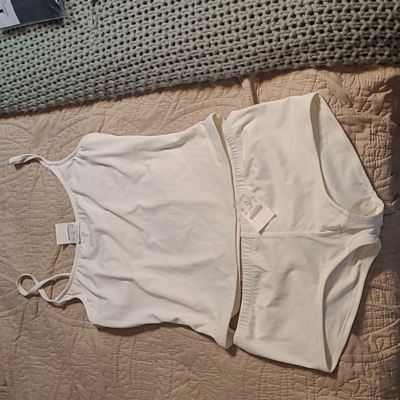 NWT J. Crew white boyshort tankini M 10 - Picture 1 of 5